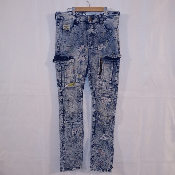 Reason Other - Reason Men's Skinny Jeans - Blue with Multicolor Accents